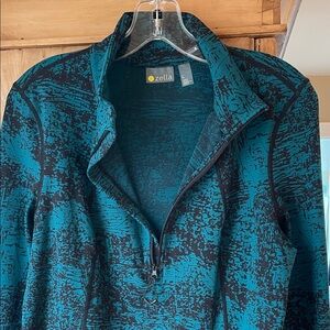 Zella Teal and Black Patterned Jacket